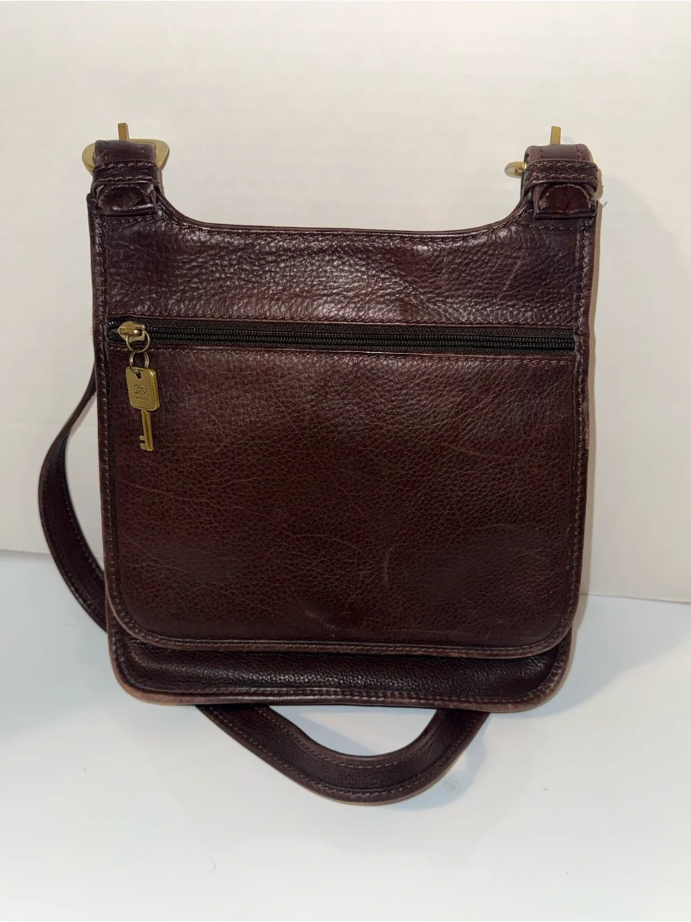 VINTAGE FOSSIL 90s Brown Leather Crossbody Bag